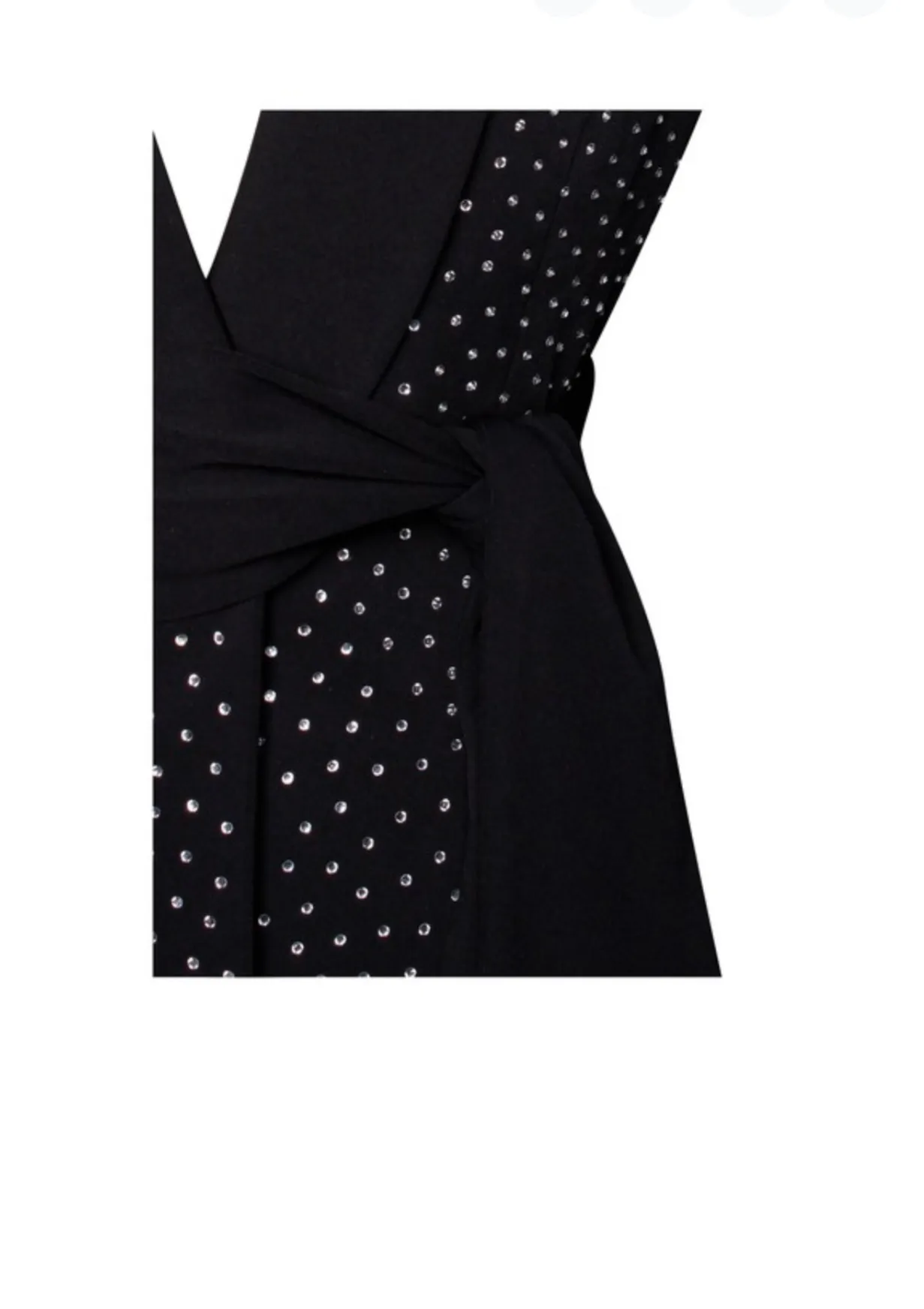 “LEDYS” CRYSTAL EMBELLISHED BLACK BLAZER JACKET.
