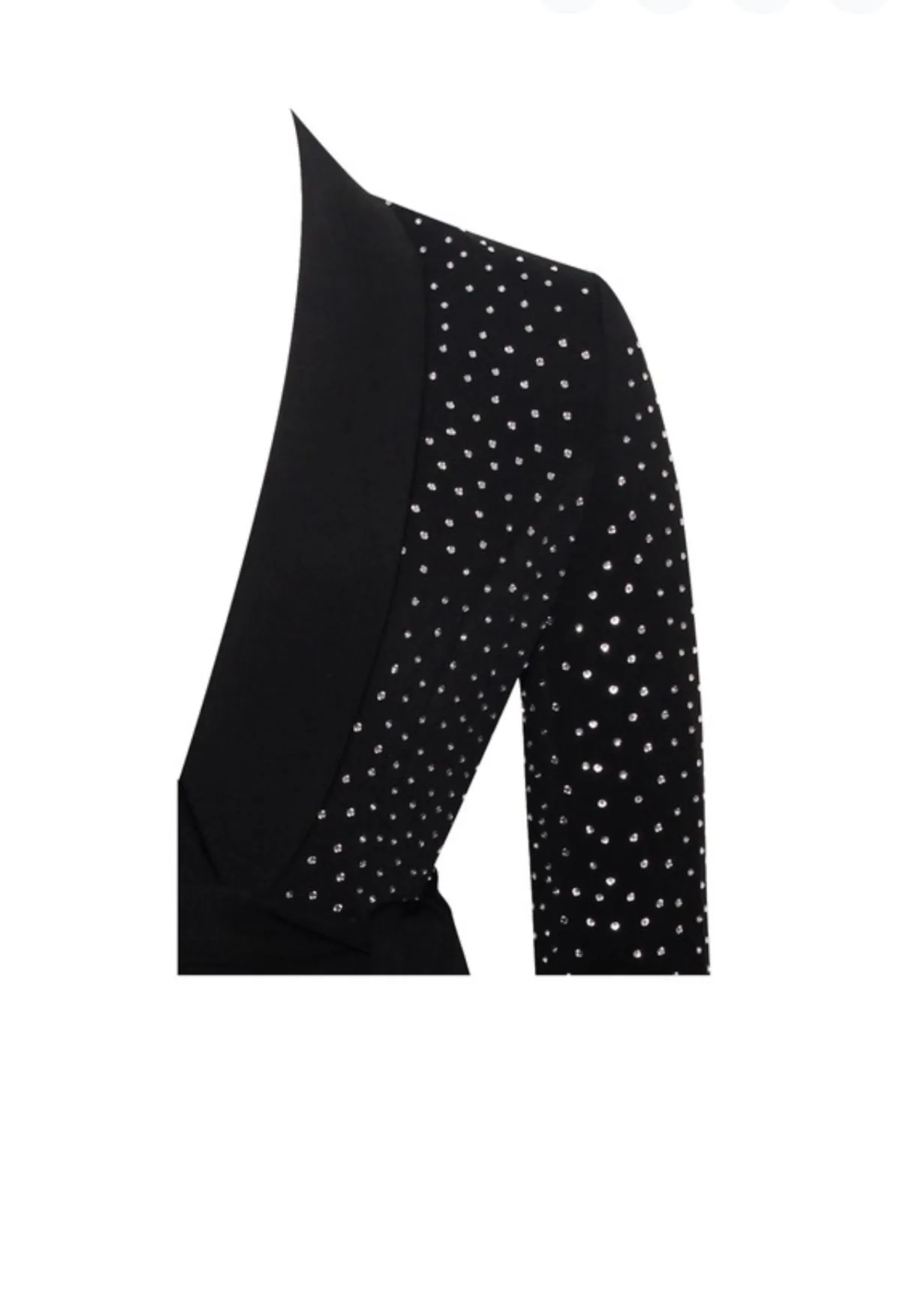 “LEDYS” CRYSTAL EMBELLISHED BLACK BLAZER JACKET.