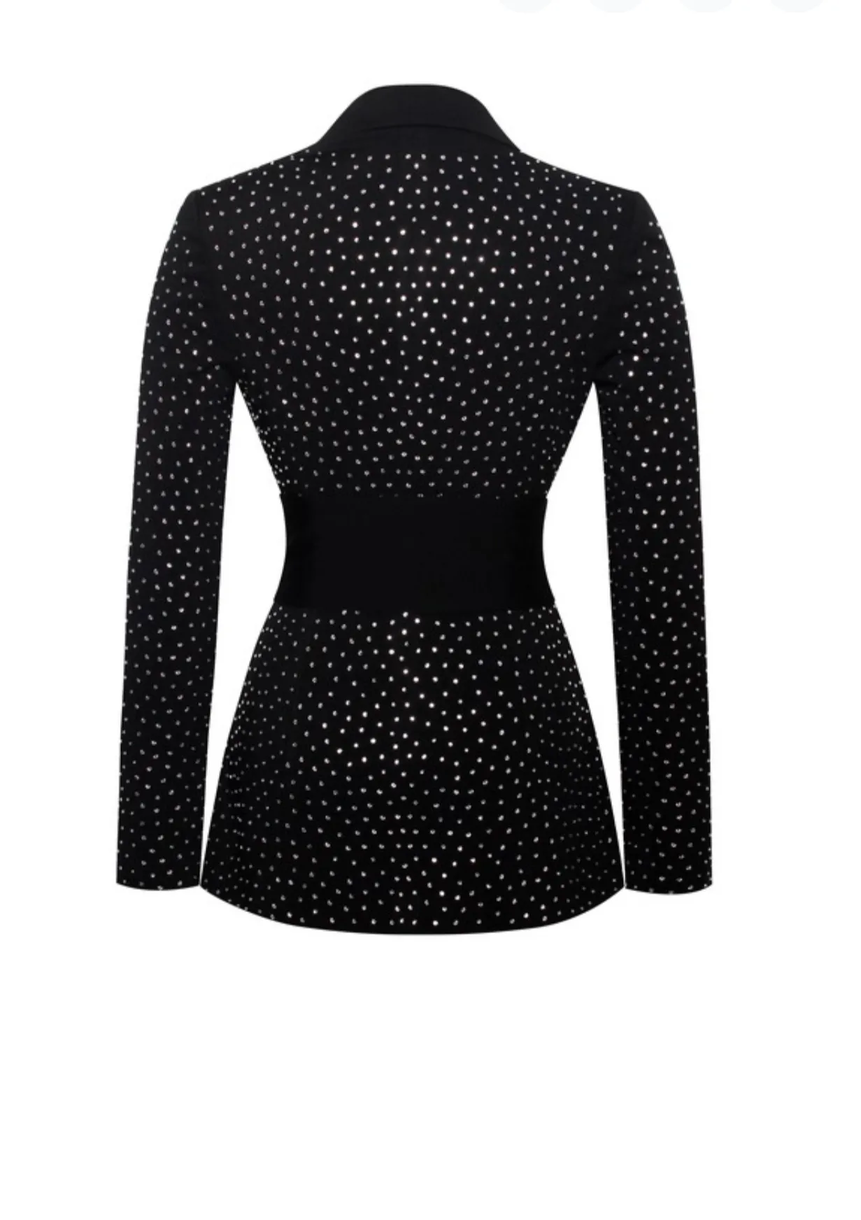 “LEDYS” CRYSTAL EMBELLISHED BLACK BLAZER JACKET.