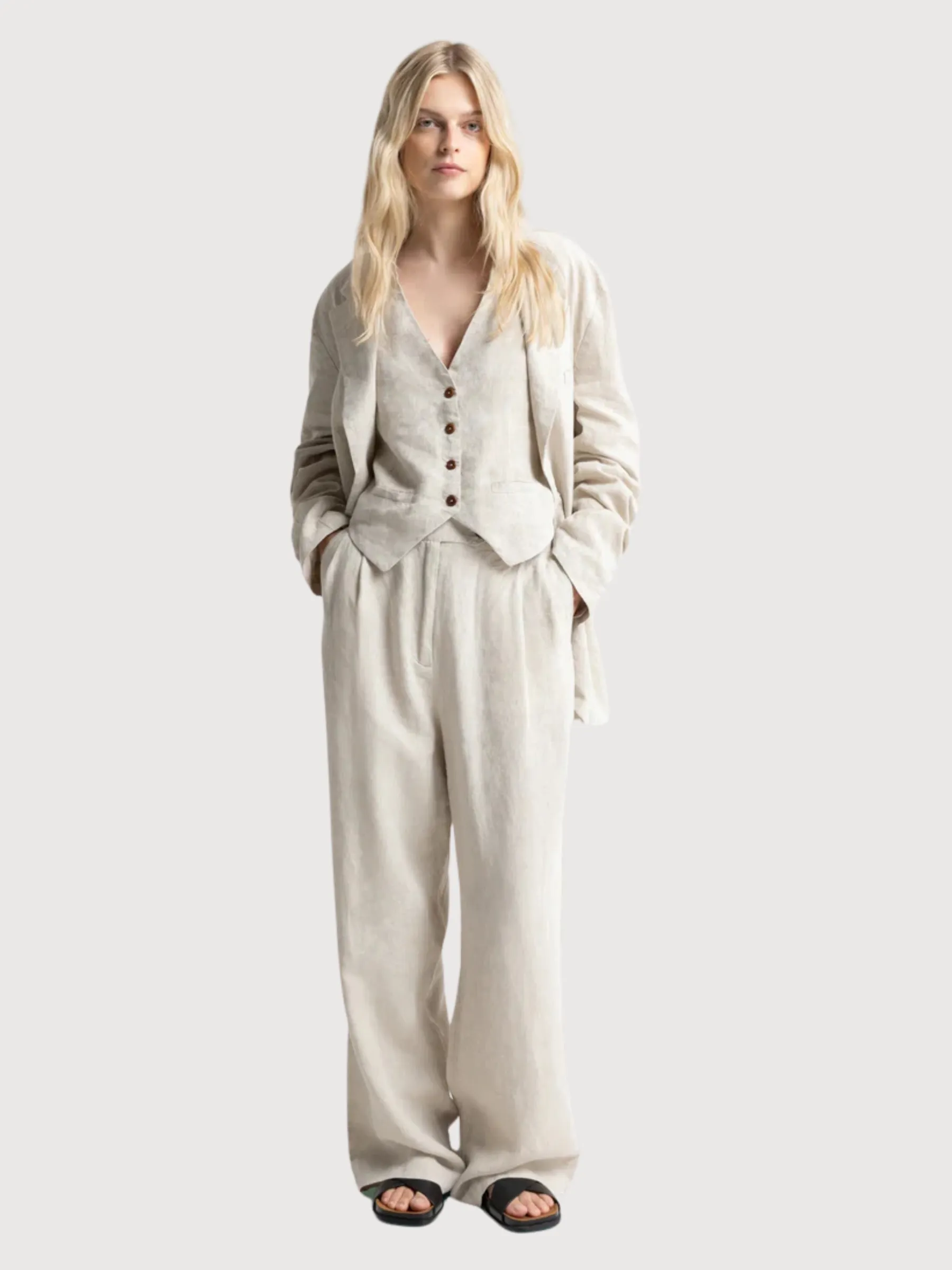 Lilian Trousers Undyed Linen | King Of Indigo