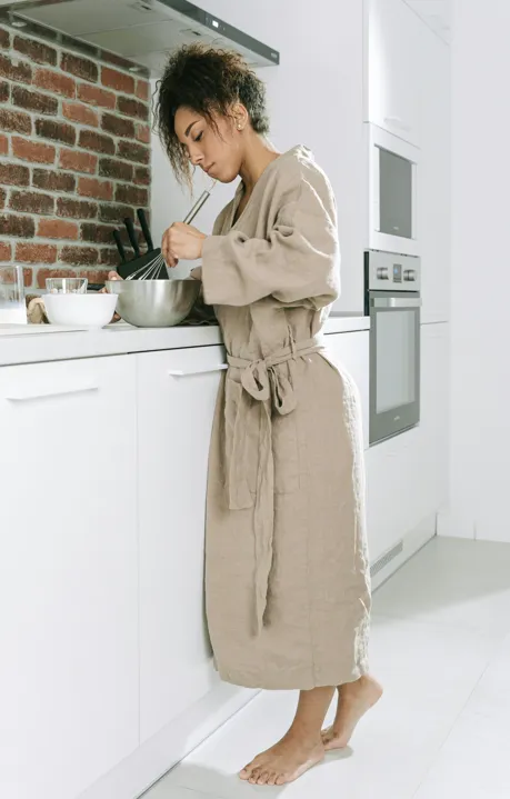 Linen Robe with matching Towel  I Organic, eco-friendly and breathable