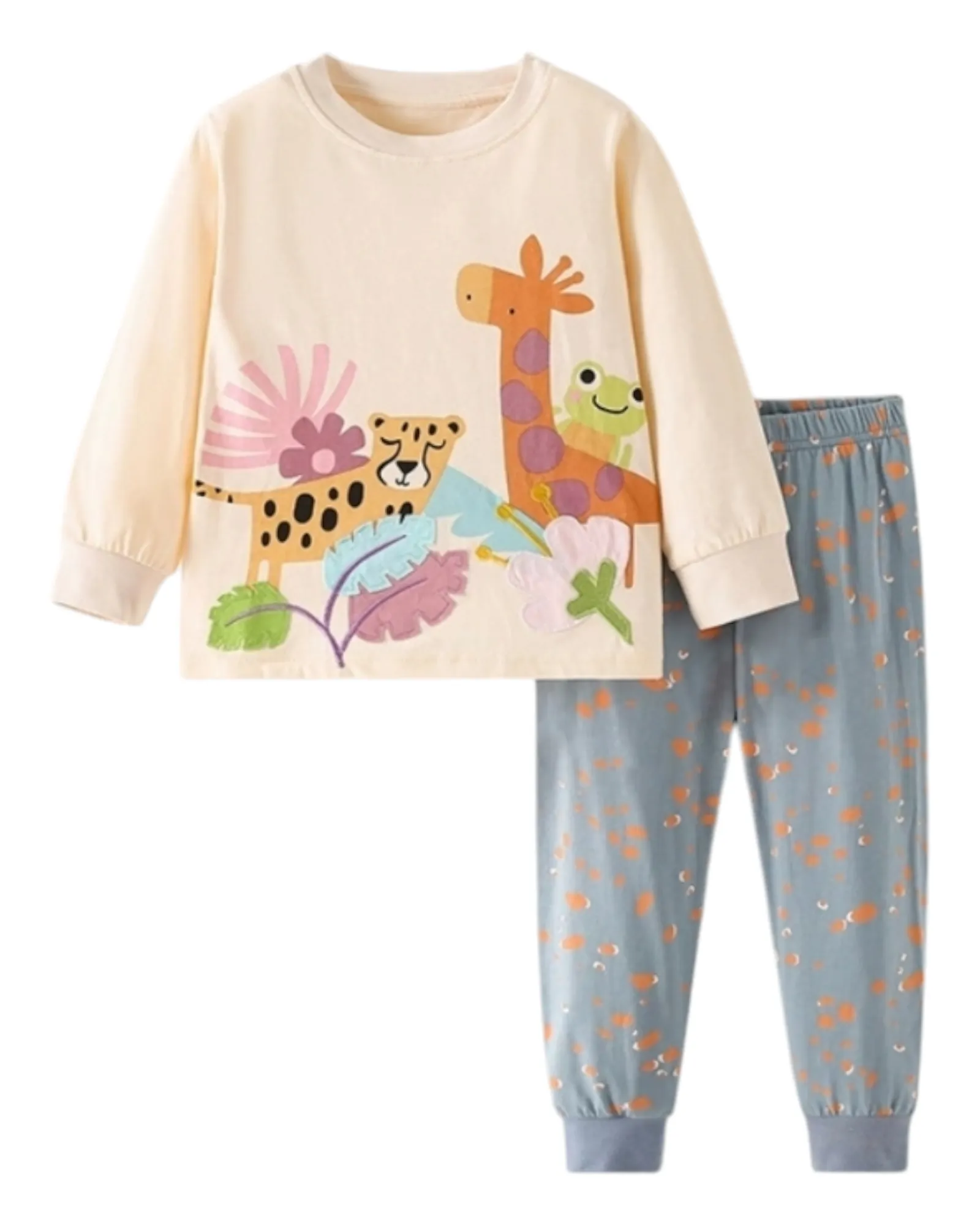 Long-Sleeved Girls' Patterned Pyjama Set