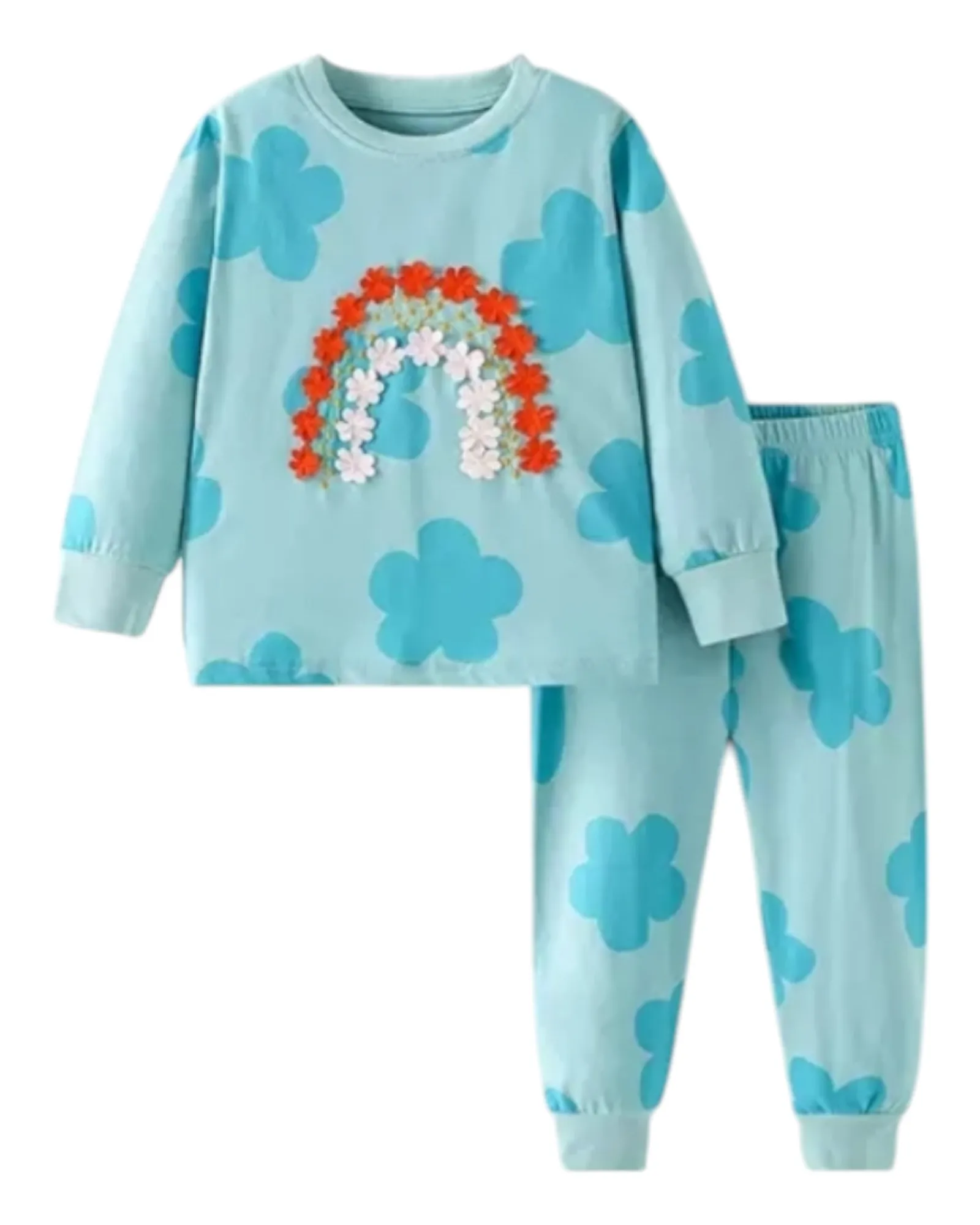 Long-Sleeved Girls' Patterned Pyjama Set