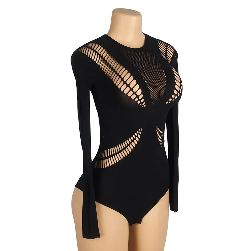 Luxurious Black Fishnet Bodysuit for Sexy Confidence in Curves