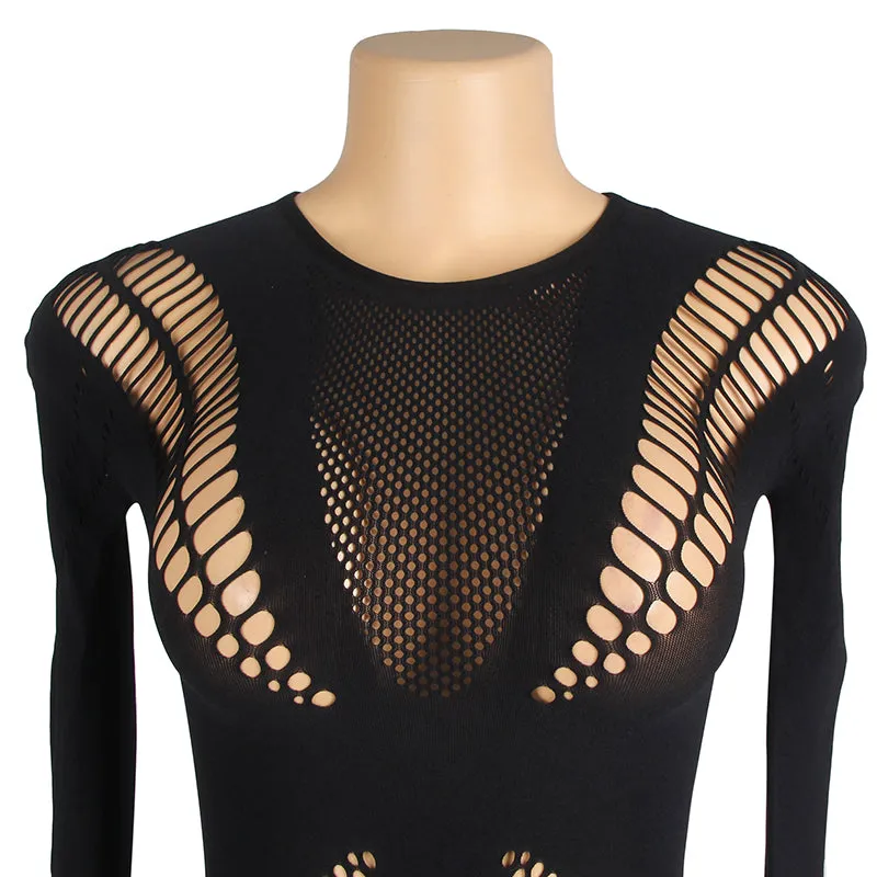 Luxurious Black Fishnet Bodysuit for Sexy Confidence in Curves