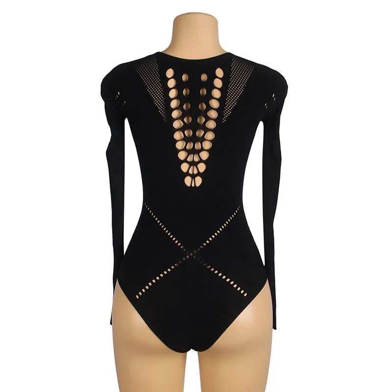 Luxurious Black Fishnet Bodysuit for Sexy Confidence in Curves