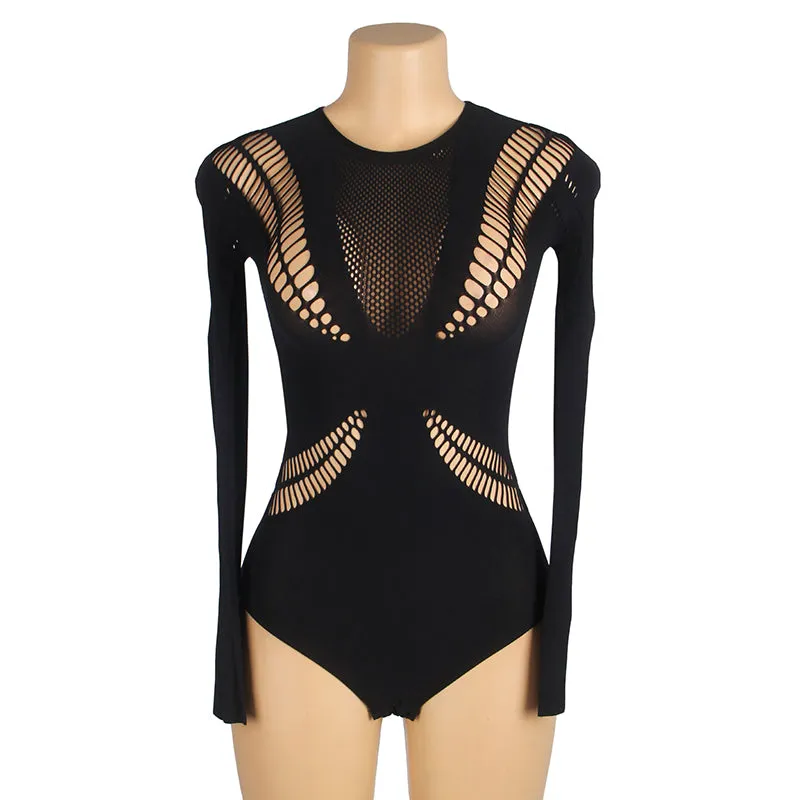 Luxurious Black Fishnet Bodysuit for Sexy Confidence in Curves