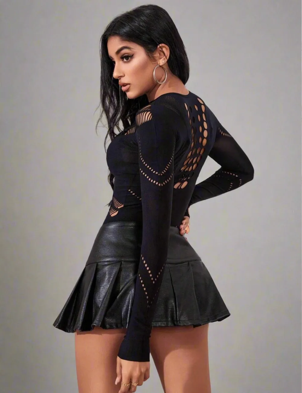 Luxurious Black Fishnet Bodysuit for Sexy Confidence in Curves
