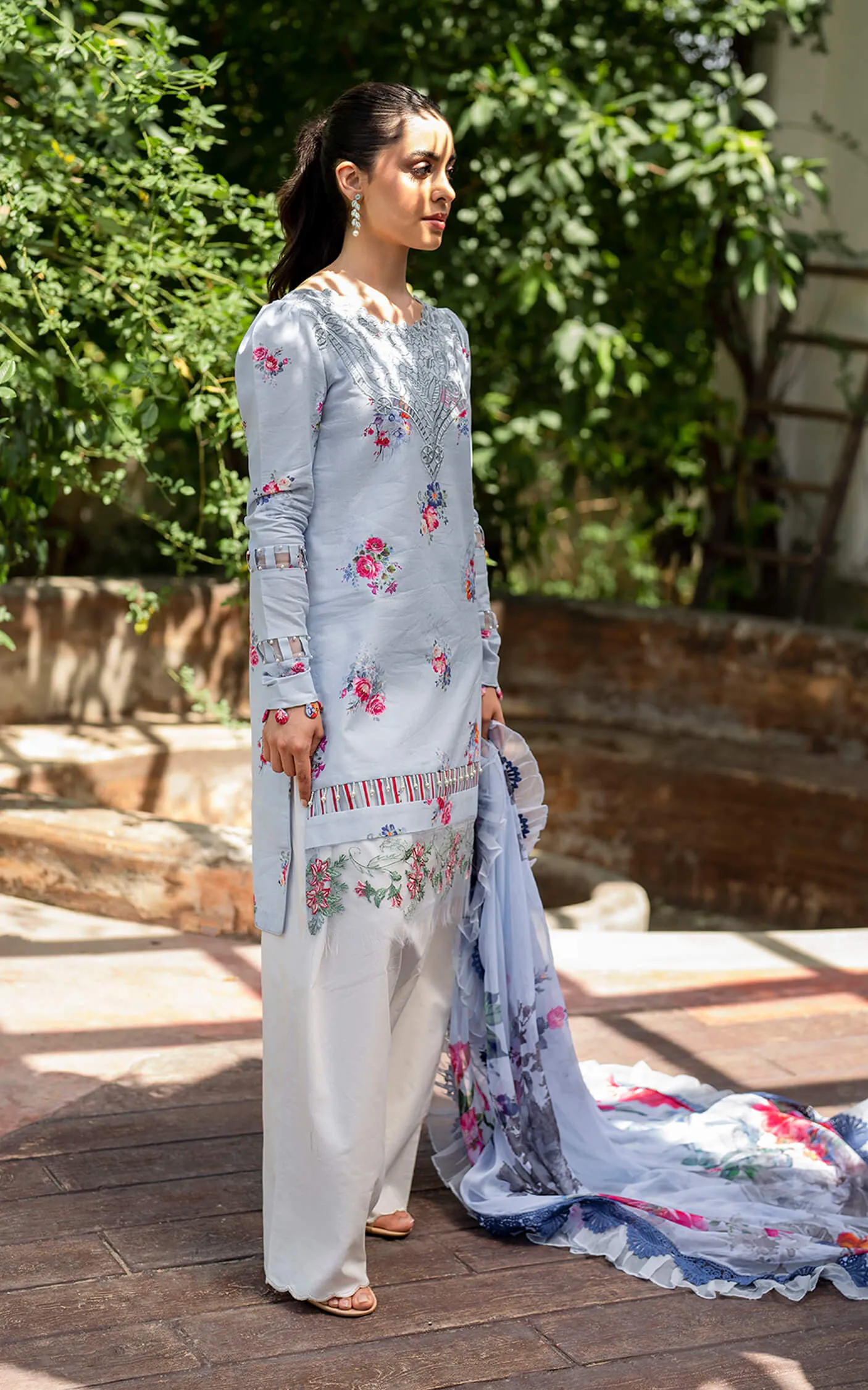 Luxury Pakistani Salwar Kameez Dupatta Blue Salwar Suit Party Dress