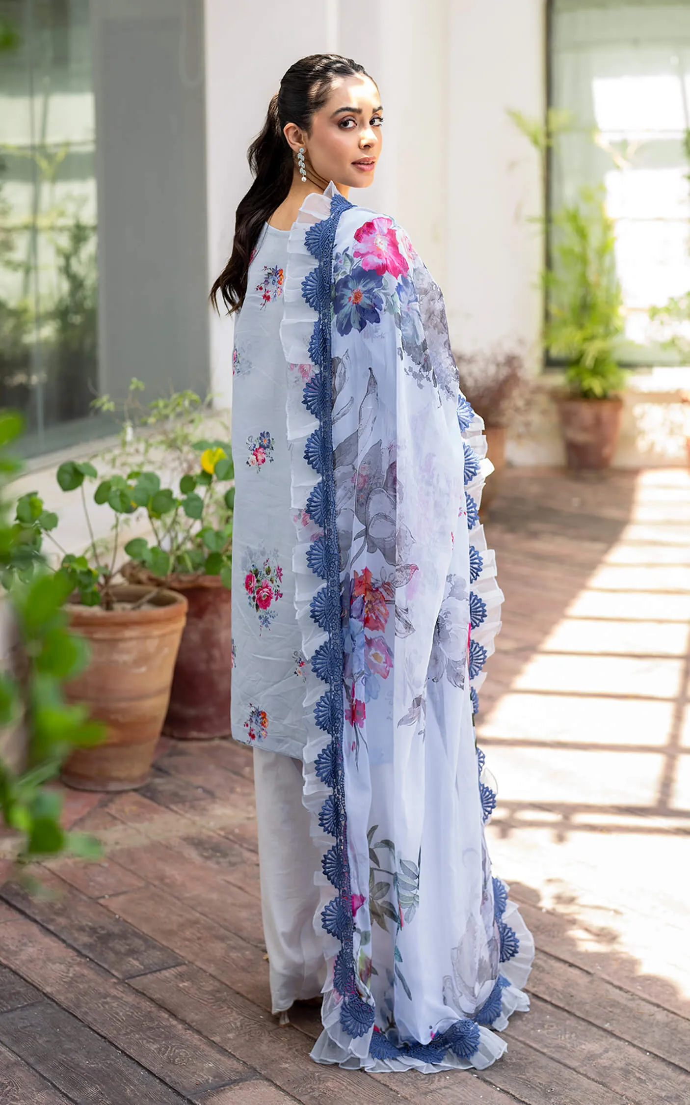 Luxury Pakistani Salwar Kameez Dupatta Blue Salwar Suit Party Dress