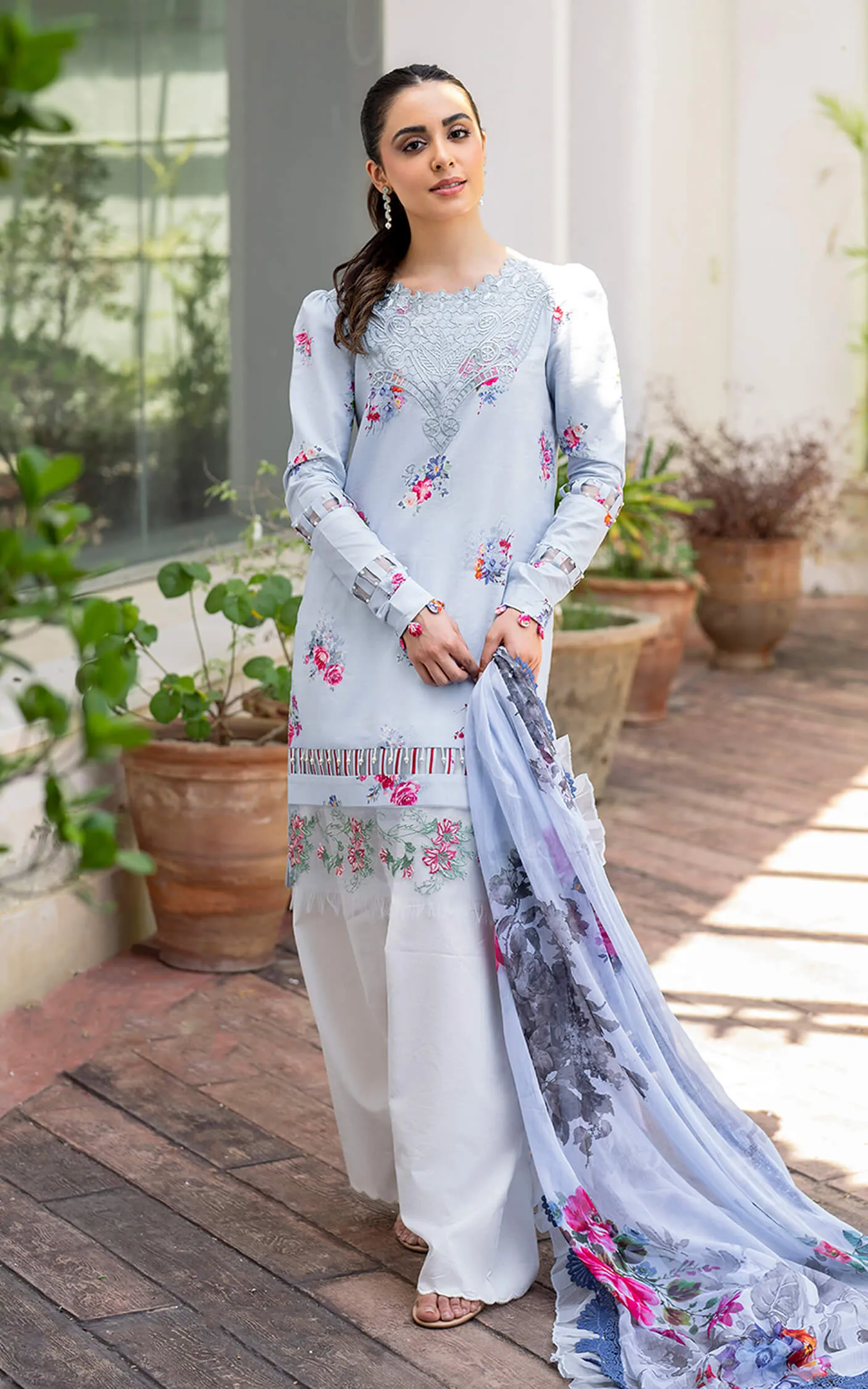 Luxury Pakistani Salwar Kameez Dupatta Blue Salwar Suit Party Dress
