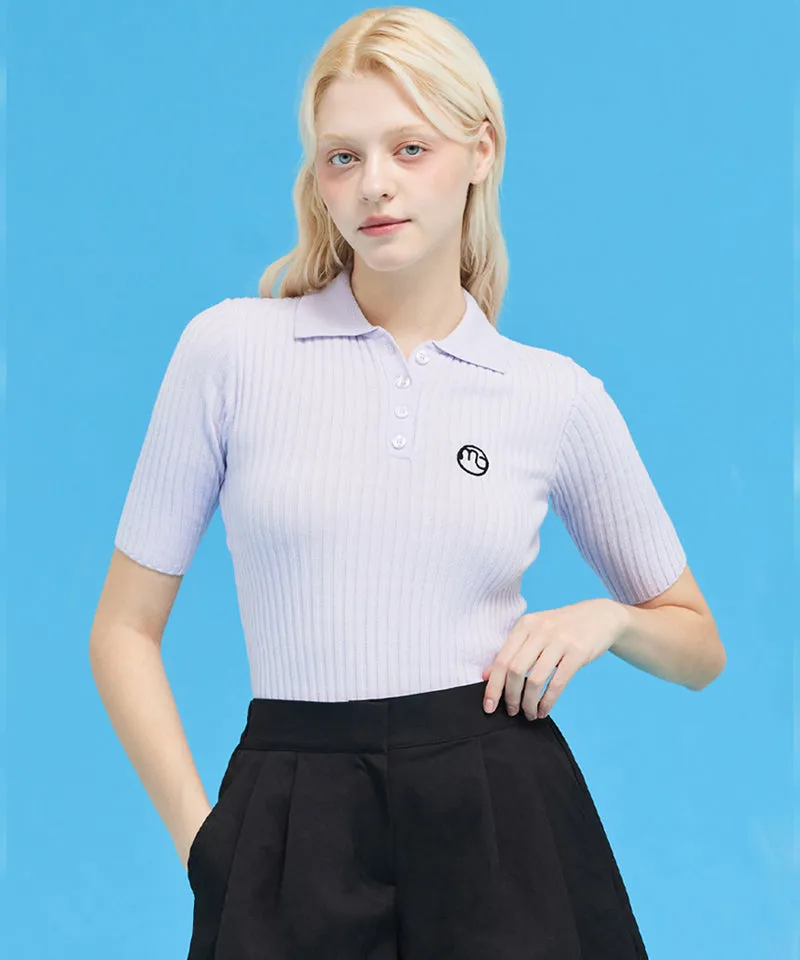 MACKY Golf: Slim Button Knit - Purple