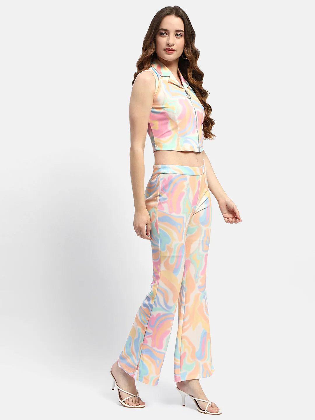 Madame Abstract Print Orange Co-Ord Set