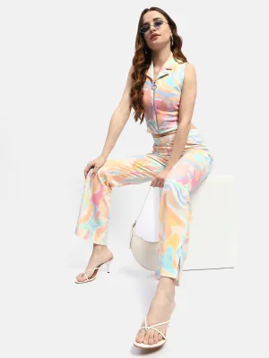 Madame Abstract Print Orange Co-Ord Set