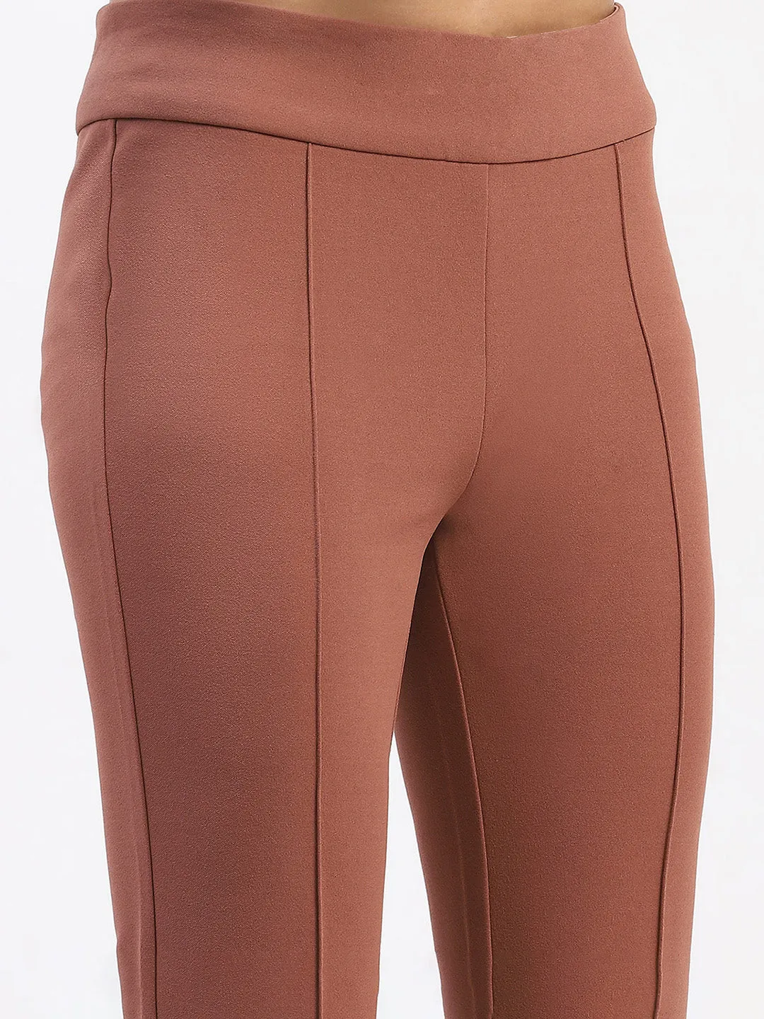 Madame Pleated Elasticated Waist Solid Rose Trousers