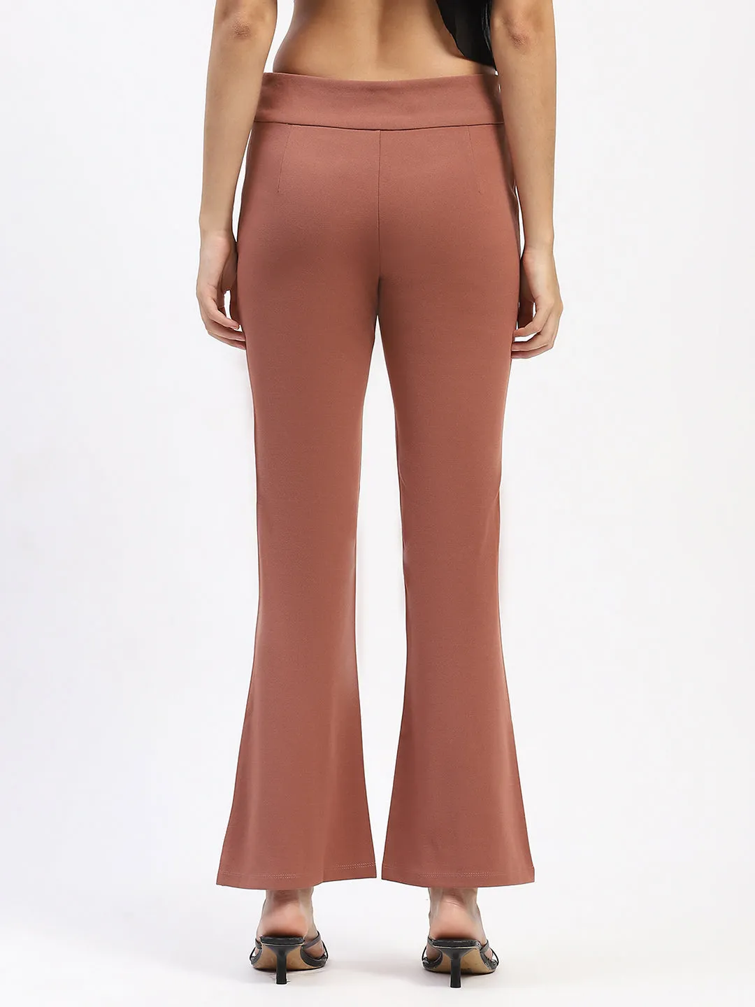 Madame Pleated Elasticated Waist Solid Rose Trousers