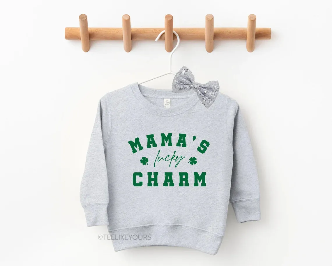 Mama & Mama's Lucky Charm St Patrick's Day Sweatshirts for Mom and Baby. Mommy and Me Outfit, Shamrock Sweatshirts, Baby St Patrick's Day