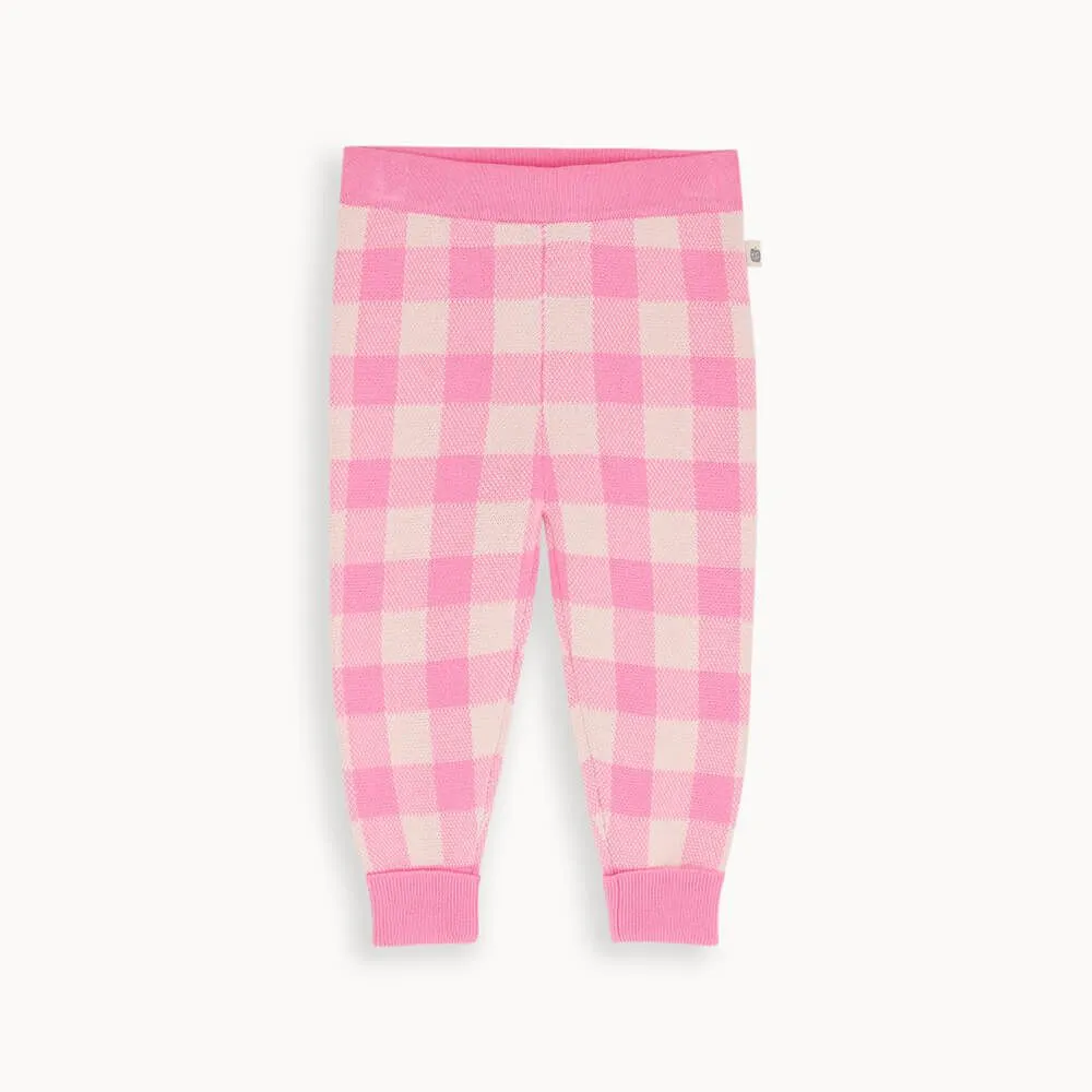 Marbles - Pink Check Jaquard Knit Trouser
