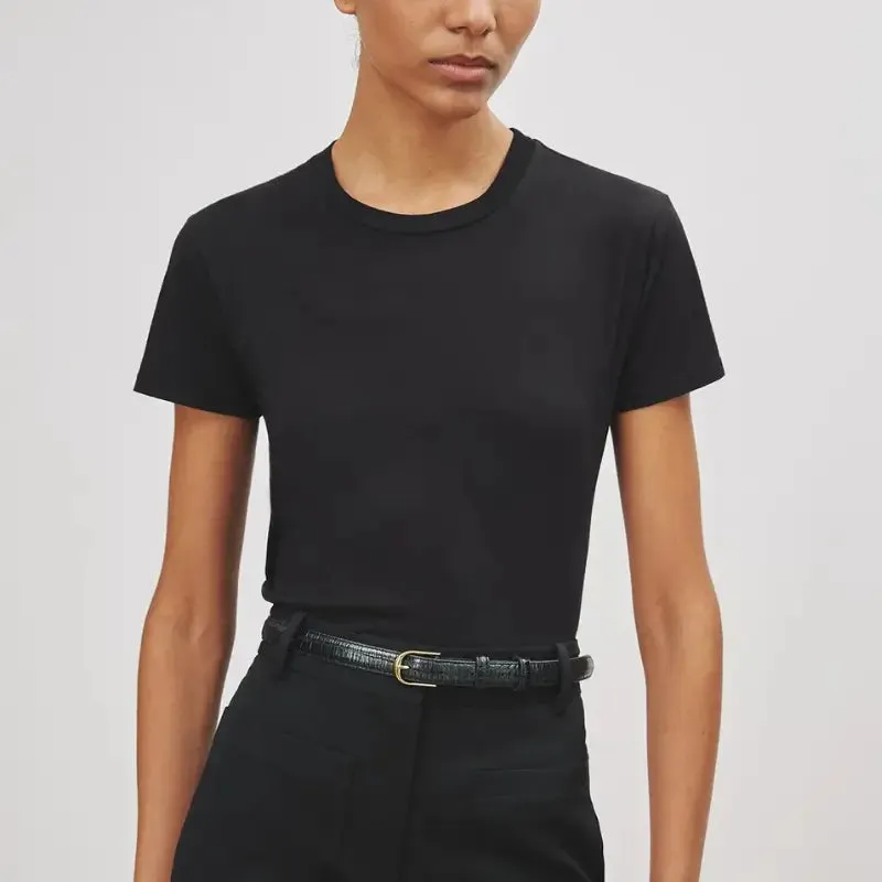 Mariela Crewneck Tee in Black