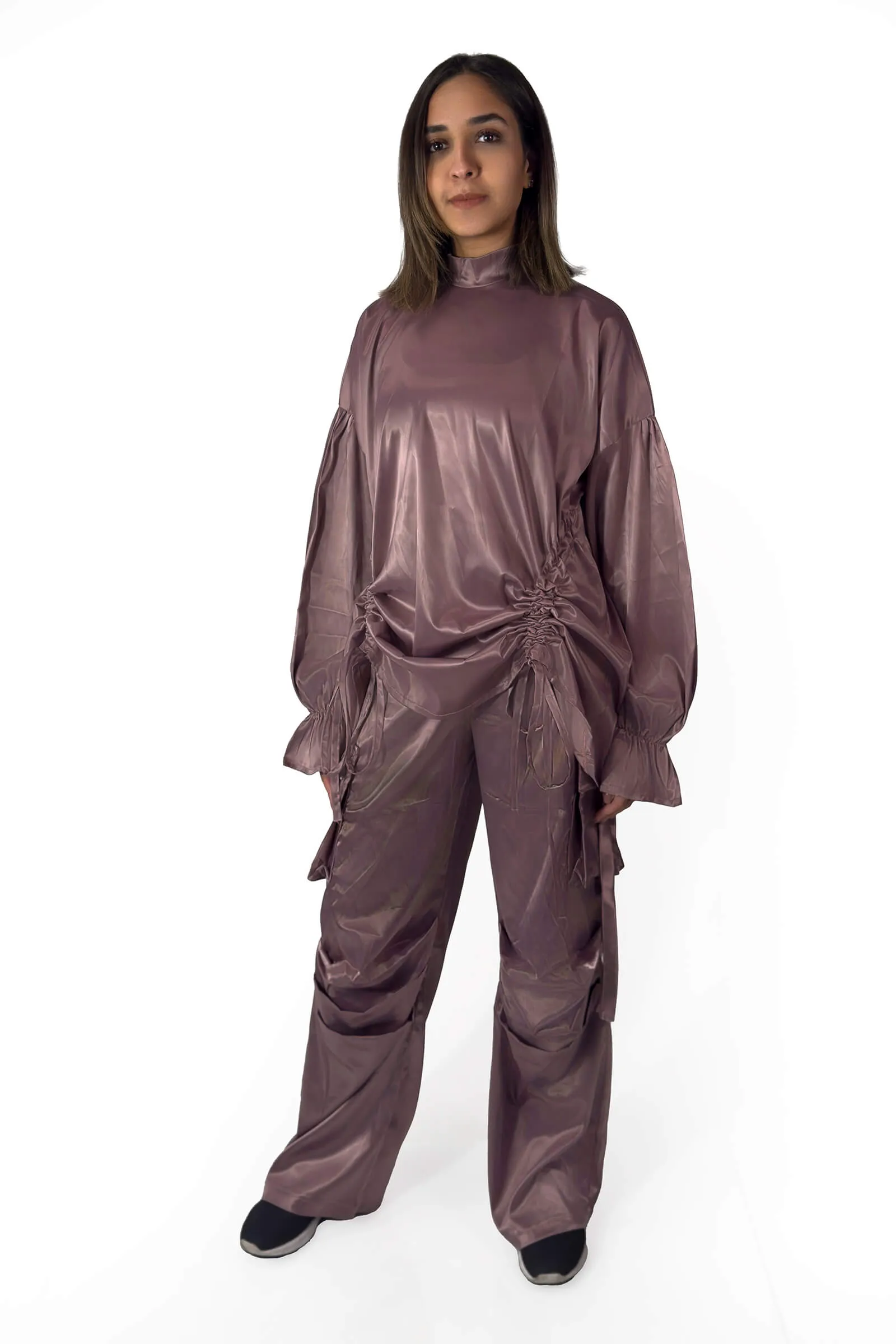 Mauve Satin Drawstring Set