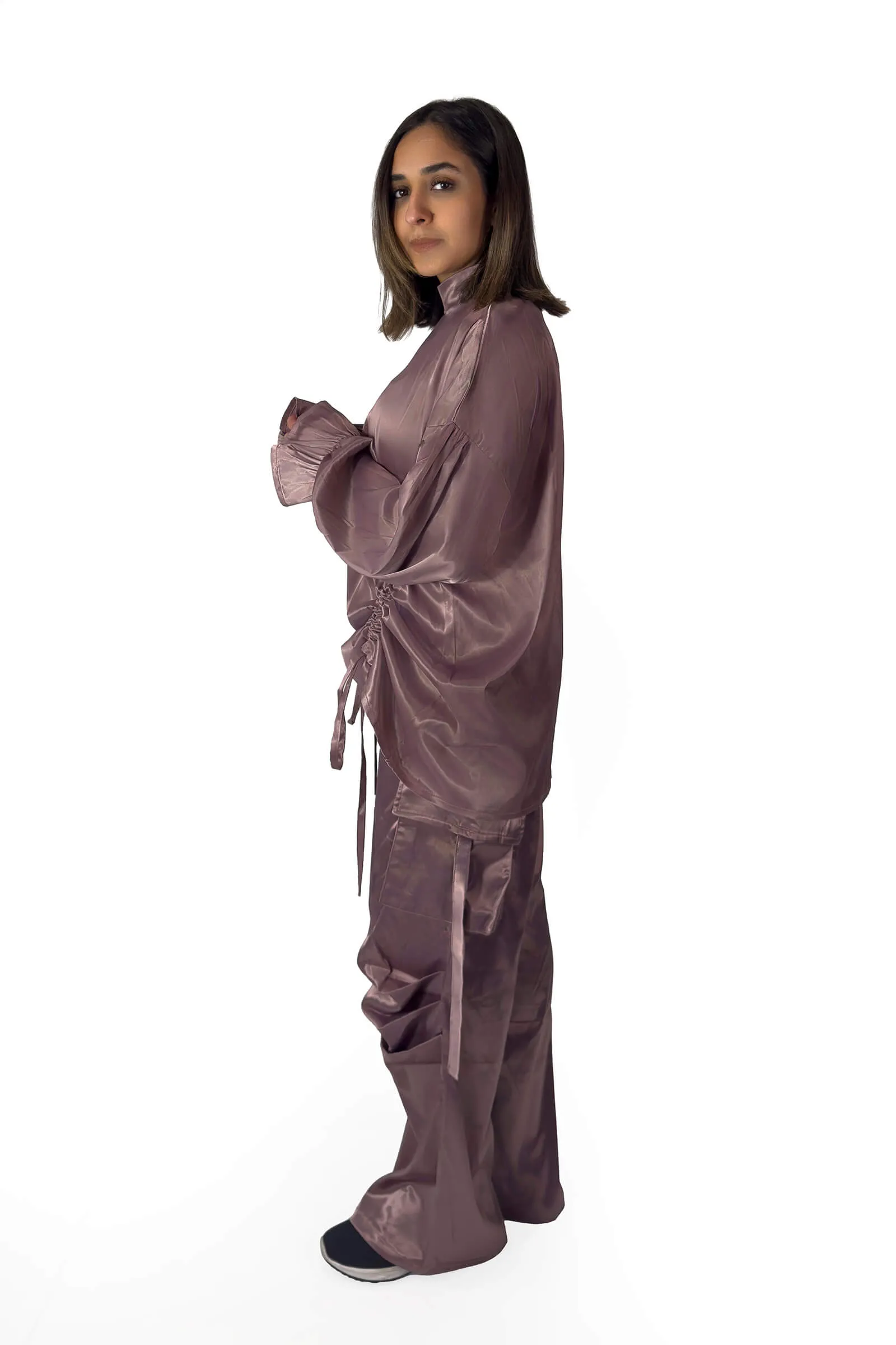 Mauve Satin Drawstring Set