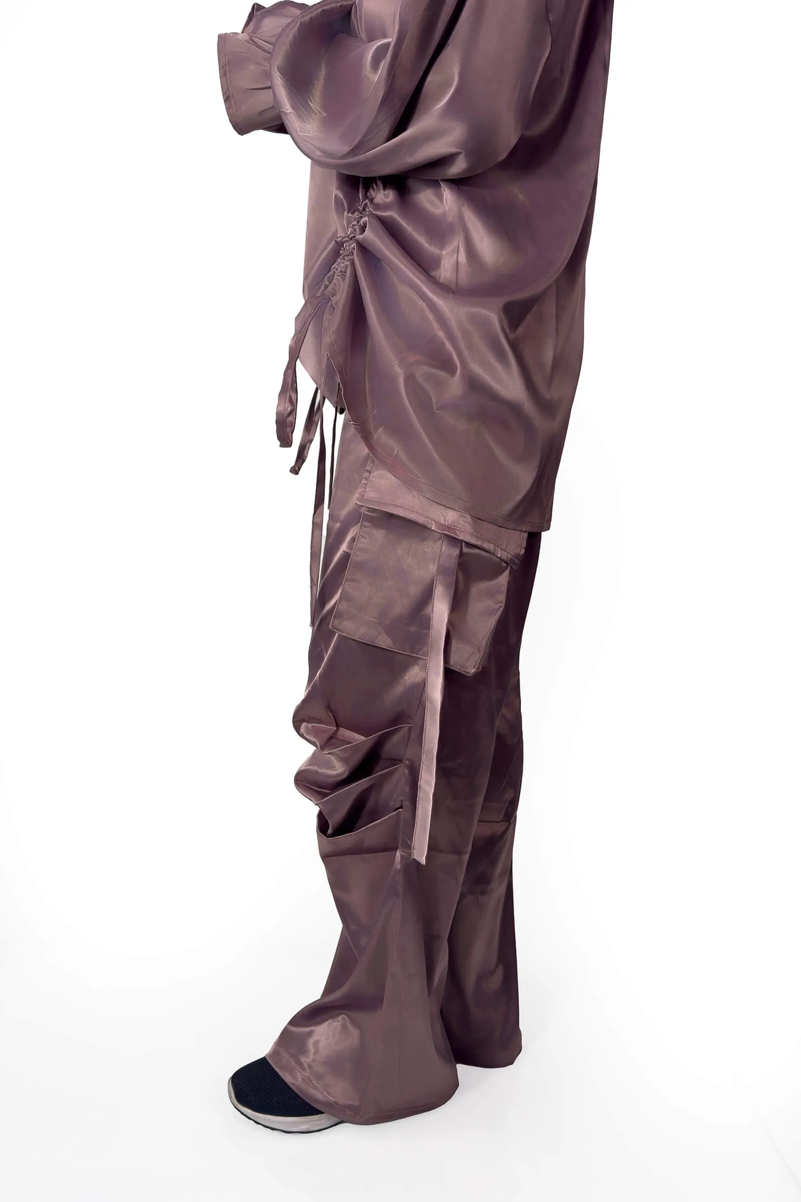 Mauve Satin Drawstring Set