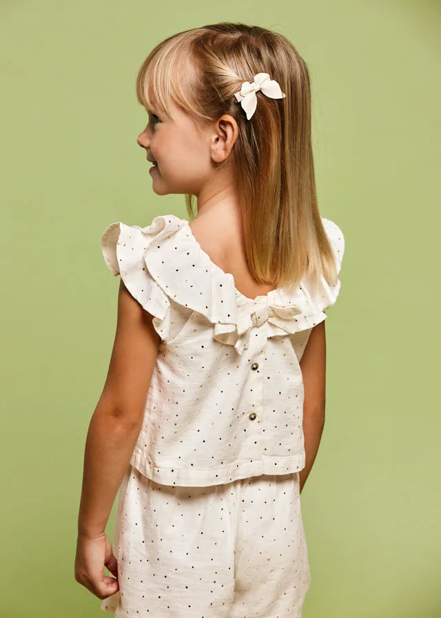 Mayoral 3258 100% Cotton Natural Shorts Set In Stock Now