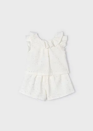 Mayoral 3258 100% Cotton Natural Shorts Set In Stock Now