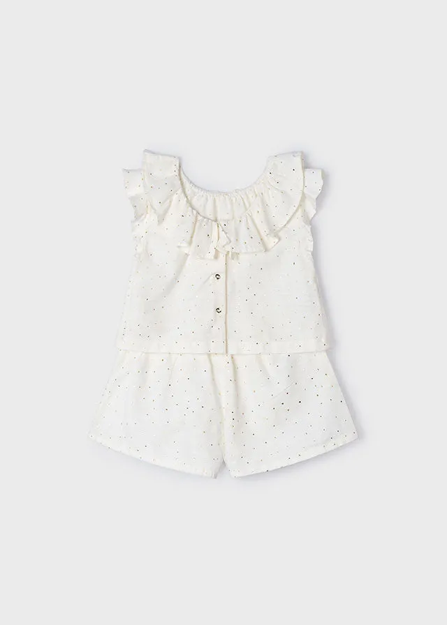 Mayoral 3258 100% Cotton Natural Shorts Set In Stock Now