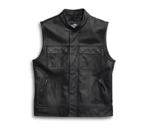 Men's Foster Leather Vest - Black