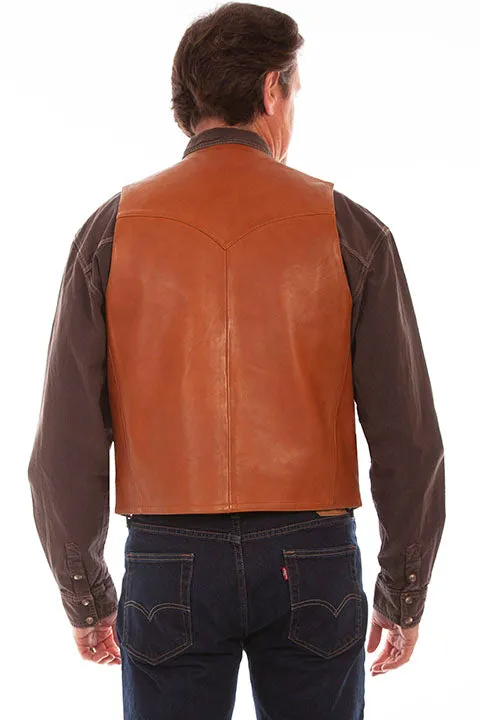 Men's Leather Vest Collection: Scully Western Lambskin, Button Front, Ranch Tan