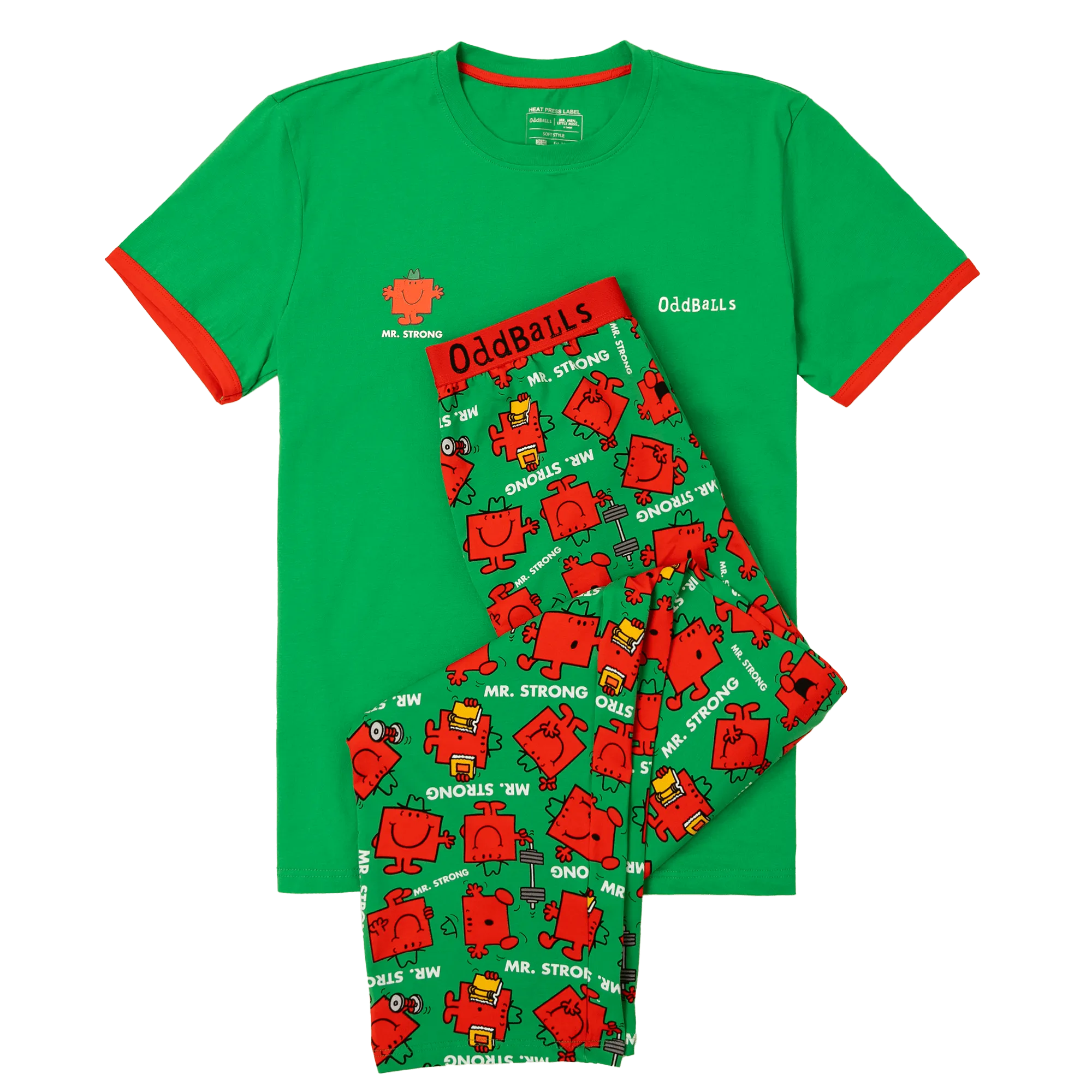 Mens Long Pyjamas - Mr Strong - Trousers & T-Shirt