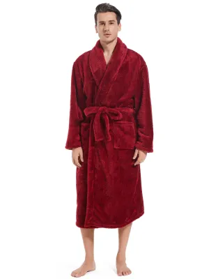 Men's Red Plush Fleece Robe
