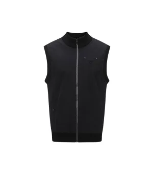 Men's Wooven Mixed Knit Vest - Black