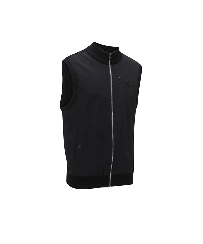 Men's Wooven Mixed Knit Vest - Black