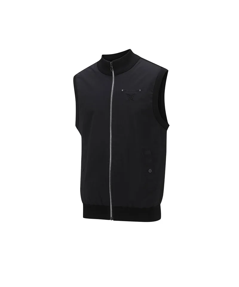 Men's Wooven Mixed Knit Vest - Black