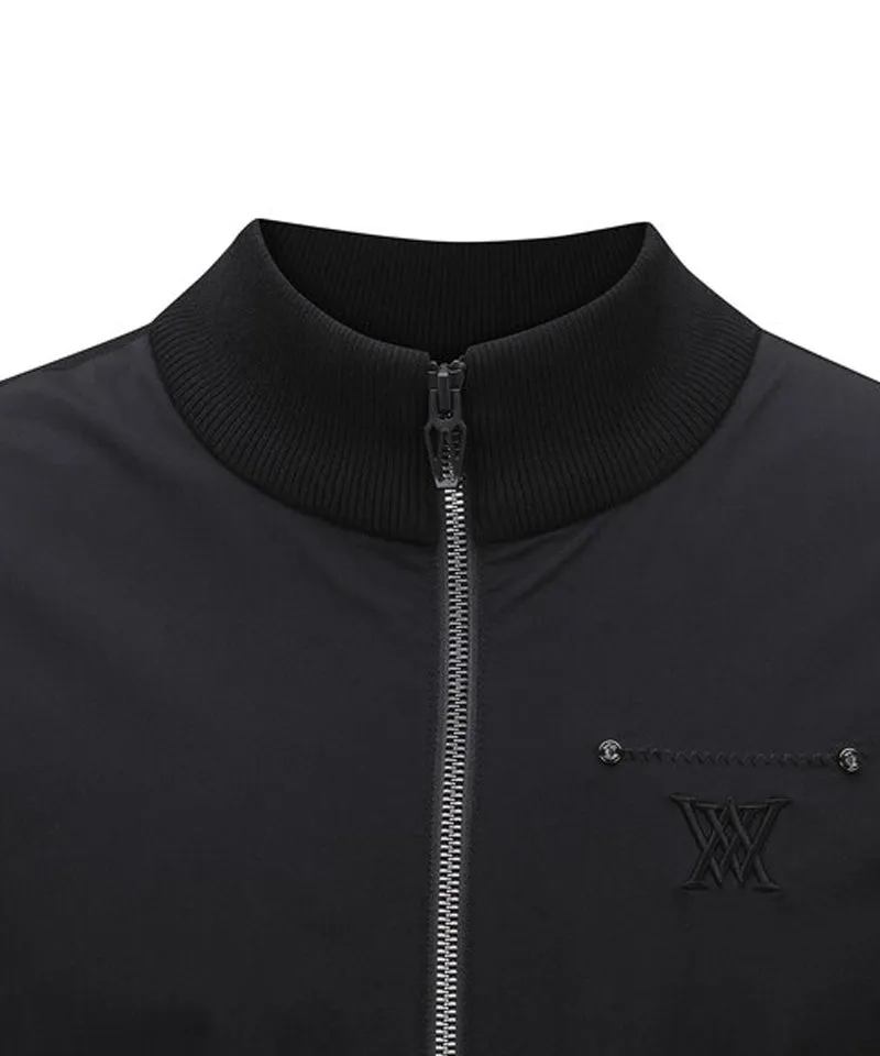 Men's Wooven Mixed Knit Vest - Black