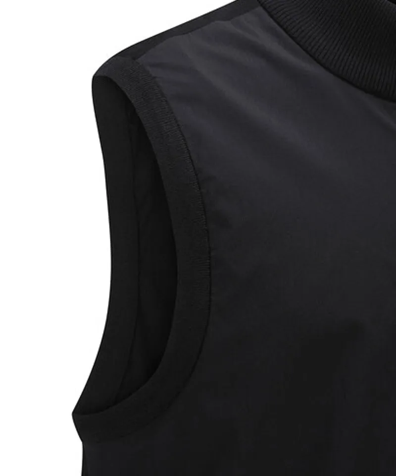 Men's Wooven Mixed Knit Vest - Black