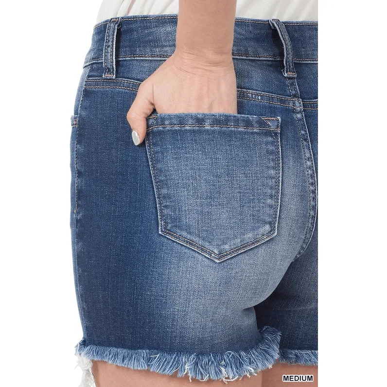 Mid Rise Denim Shorts