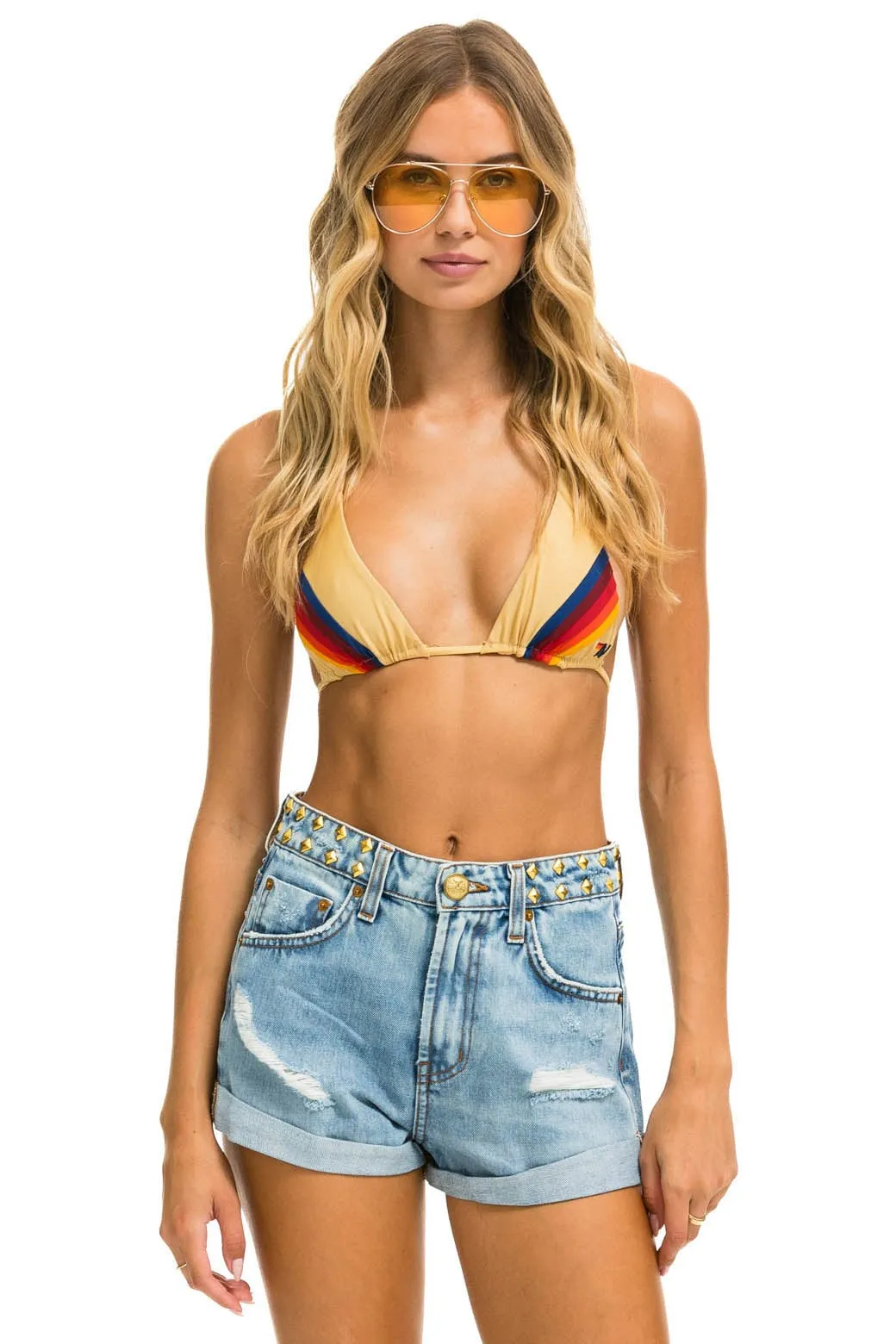 MID RISE STUDDED ROCKER BOLT WOMENS JEAN SHORT - SUPER LIGHT