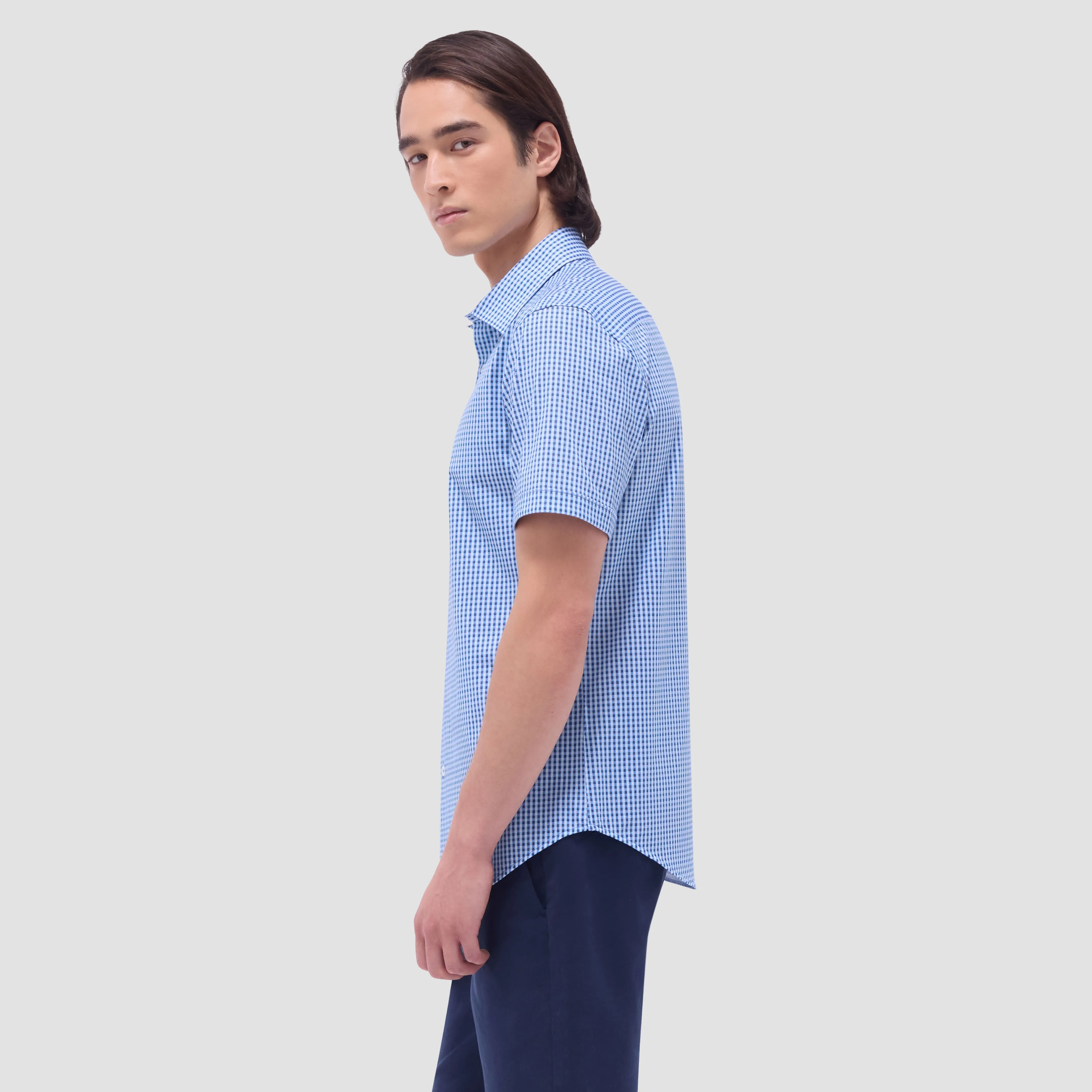 Miles Gingham Check OoohCotton Short-Sleeve Shirt