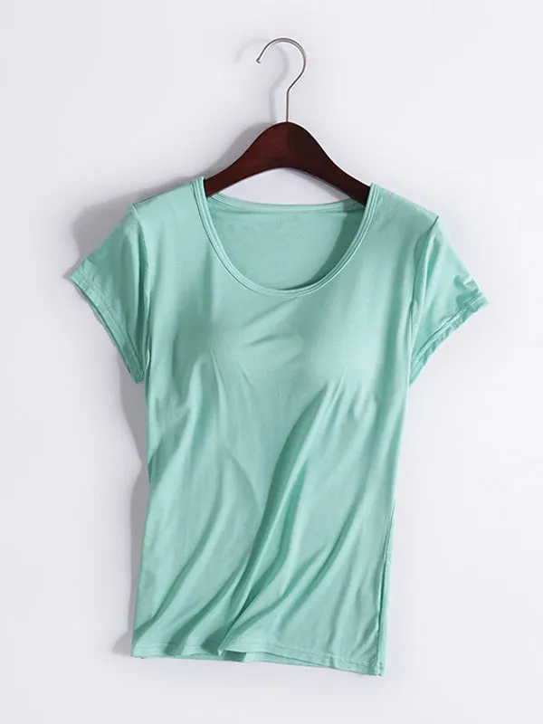 Modal Solid Color Short Sleeve Yoga Casual T-Shirts