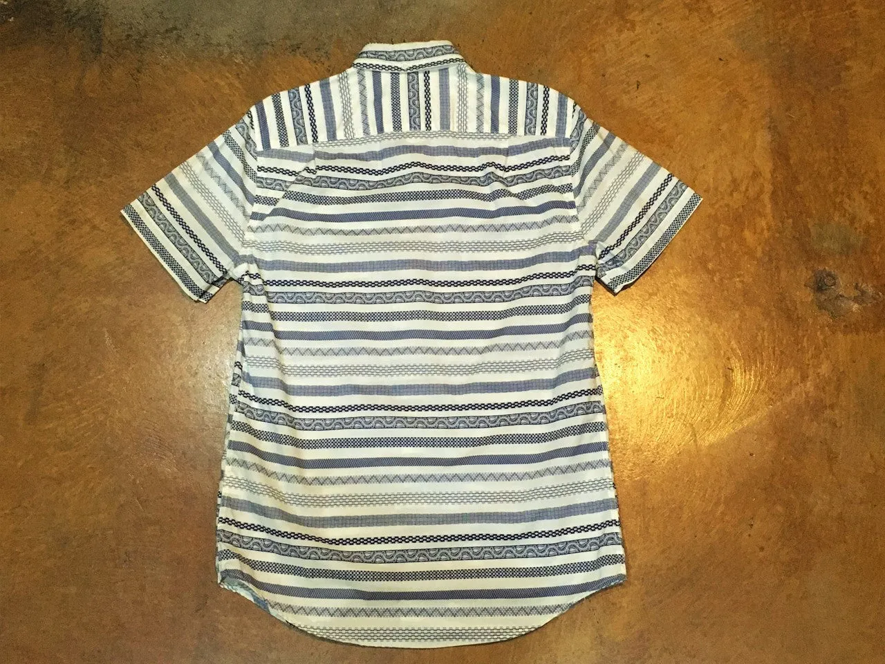 MST0019  Steven Alan Short Sleeve Single Needle Shirt  Navy Patterned
