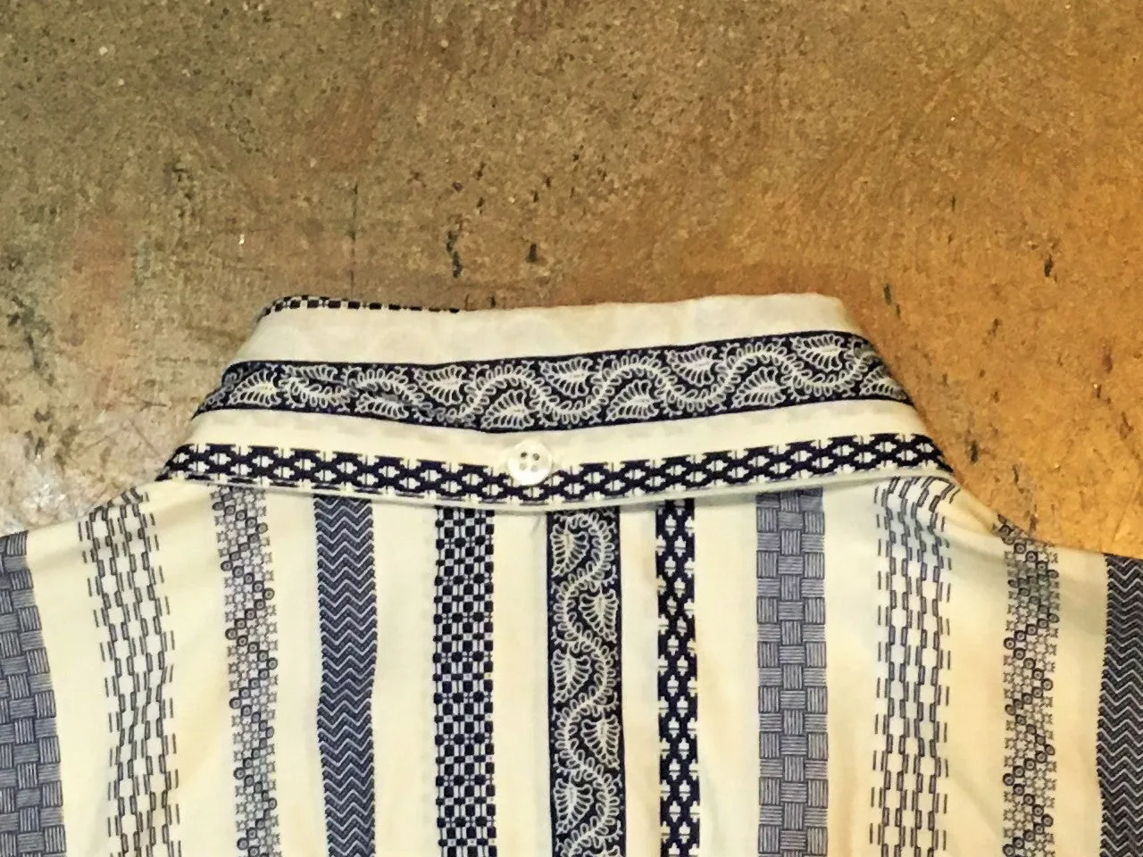 MST0019  Steven Alan Short Sleeve Single Needle Shirt  Navy Patterned