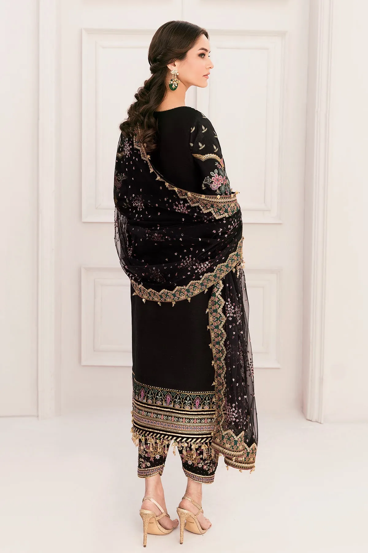 Multi Colored Heavily Embroidered Pakistani Salwar Kameez Dupatta