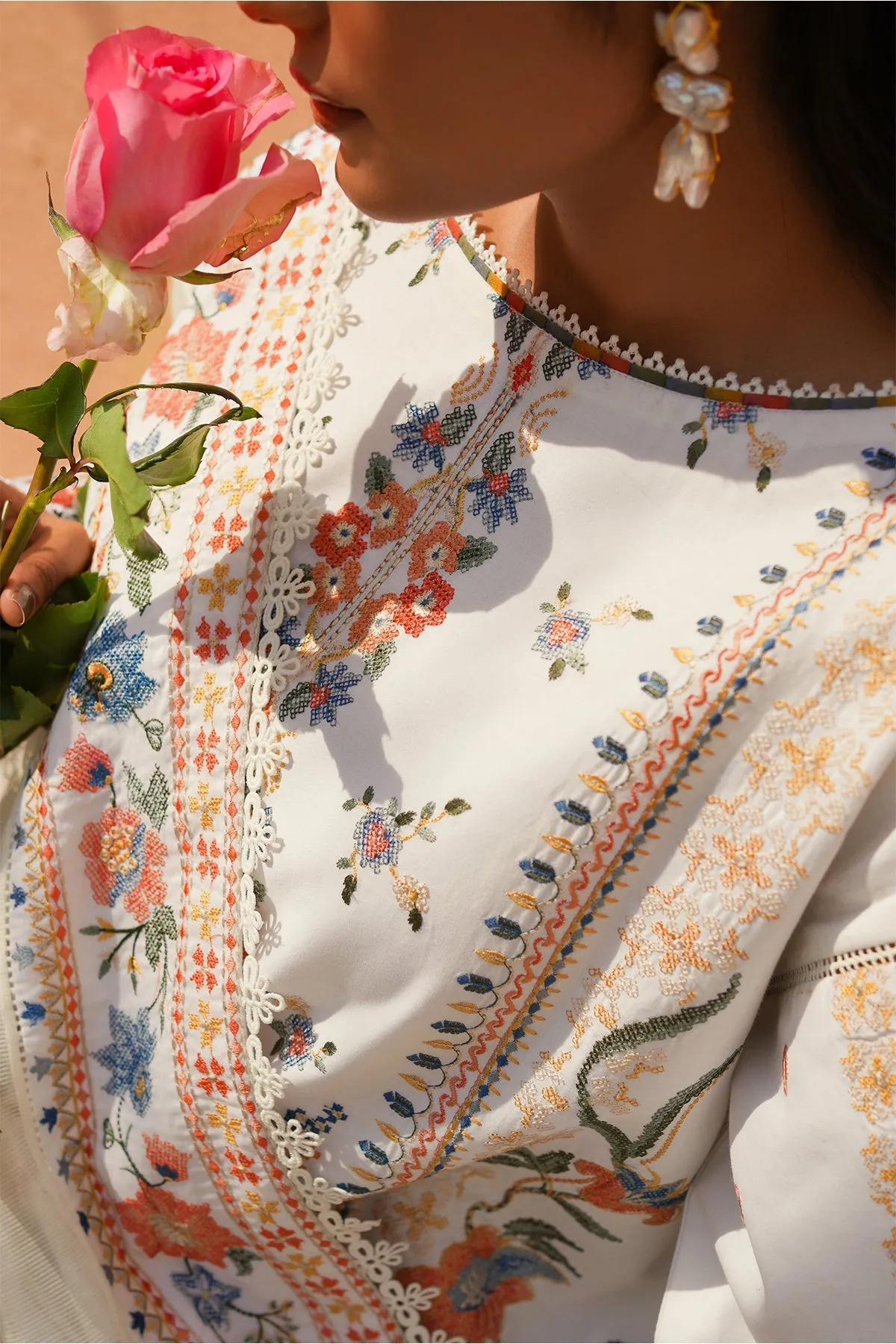 Multi Floral Embroidered Pakistani Kameez Salwar Suit with Dupatta
