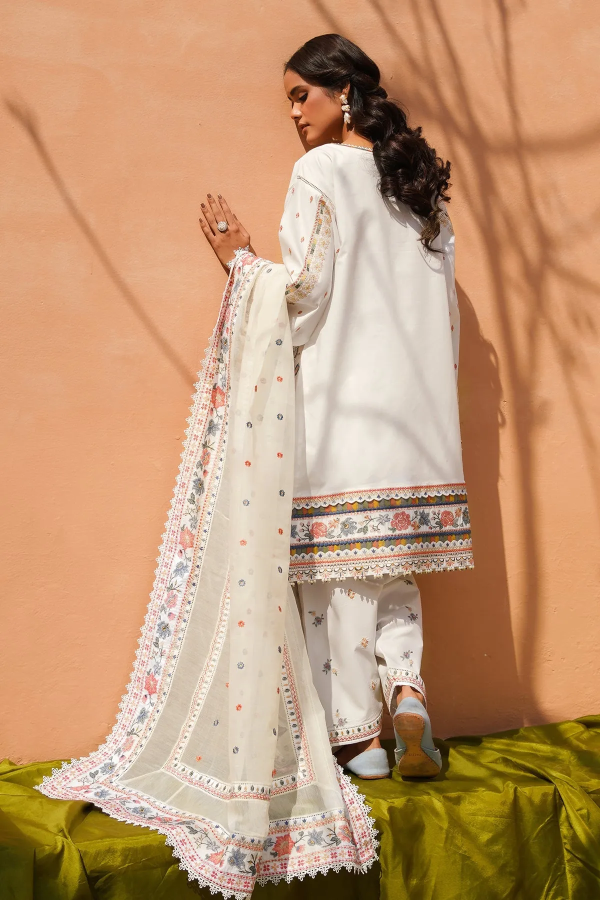 Multi Floral Embroidered Pakistani Kameez Salwar Suit with Dupatta