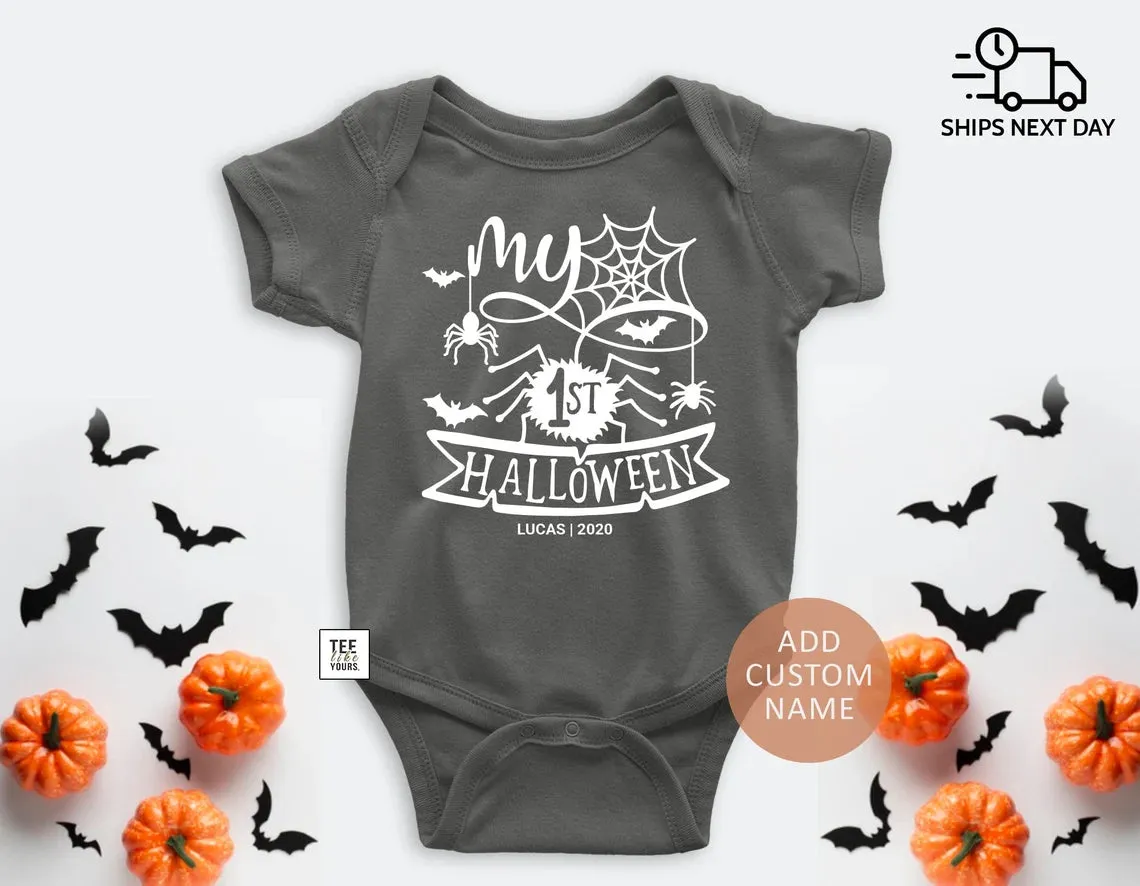 My First Halloween Baby Bodysuit with Custom Name - 1st Halloween Boy or Girl Outfit, Personalized 1st Halloween, Fall baby outfit