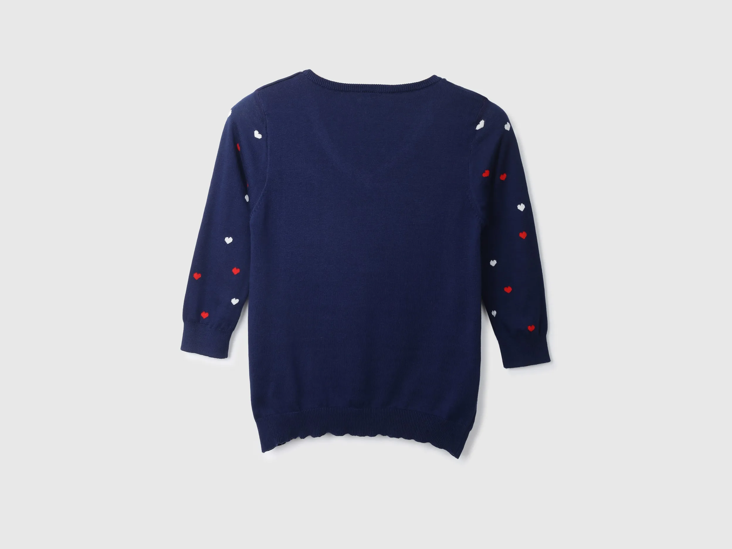 Navy Blue V-Neck Printed Sweater