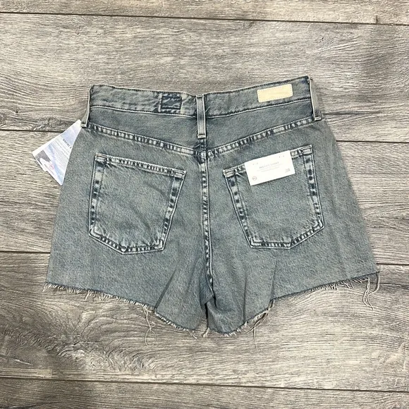 NEW • Adriano Goldschmied • Alexxis Raw Hem High Rise Cotton Denim Shorts Blue28